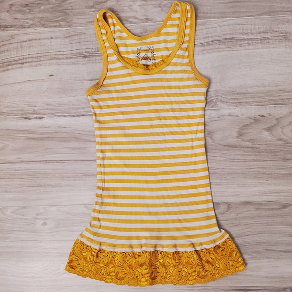 Vanity Ribbed Knit Tank Top with Lace trim women's size small - Picture 2 of 9